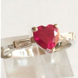 Sterling Silver Heart Promise Ring Size 4 6 7 8 Red Cubic Zirconia 925 Valentine